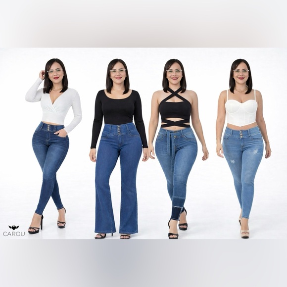 CAROU CR1001 Colombian Jeans | High Waist Push Up | Built-In Belt - Picture 5 of 8
